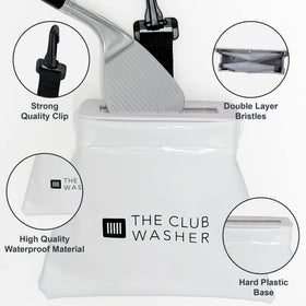The Club Washer dual-layer bristles provide deeper cleaning on club faces