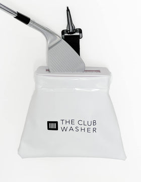 The Club Washer White Edition on course for quick on-course club cleaning