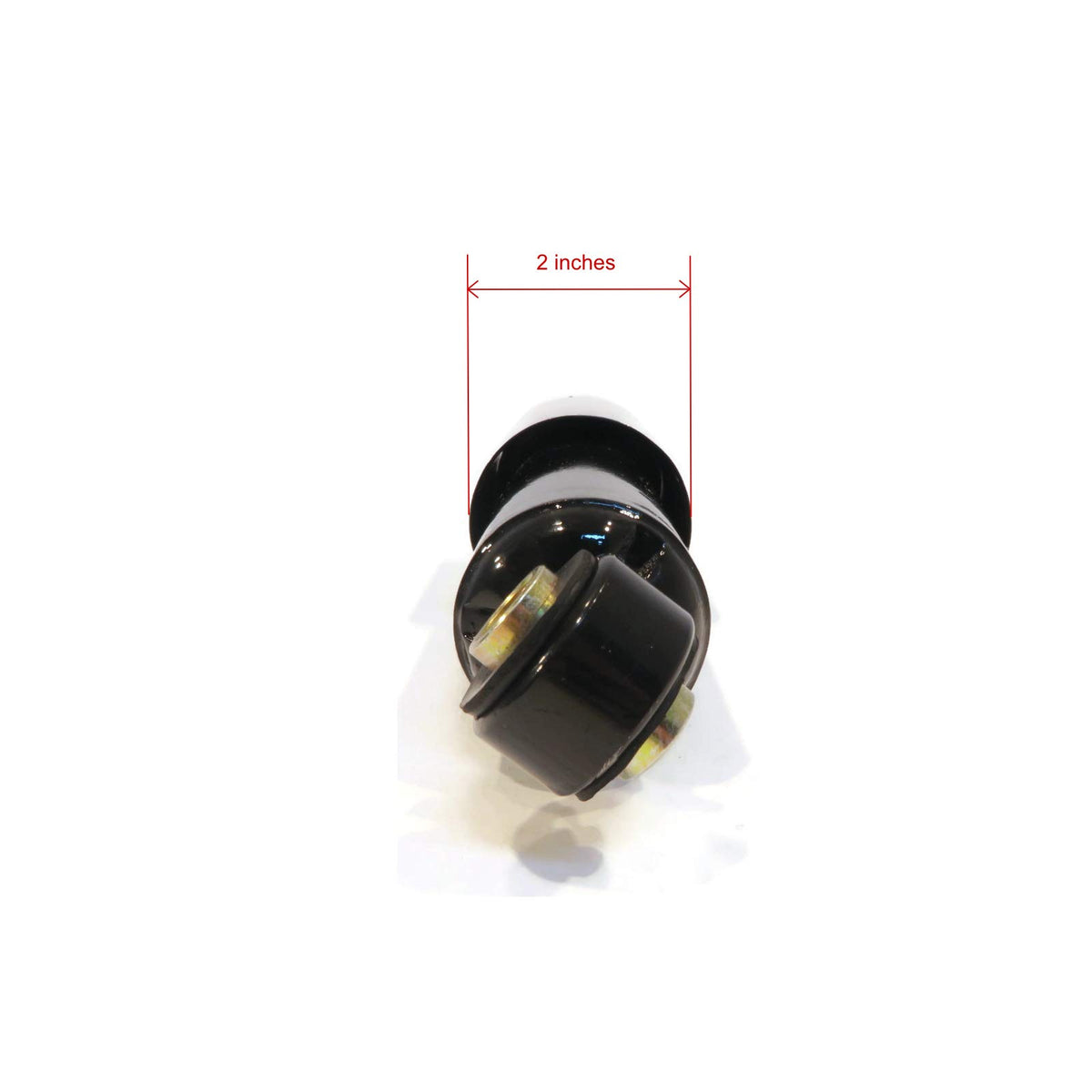 Close-up of The ROP Shop front shock absorber shows durable construction.
