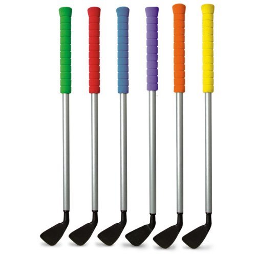The Zone rainbow putters with foam grips enable kid-friendly beginner practice.