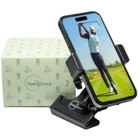 The SwingScout clips securely to the golf bag for stable swing recording.