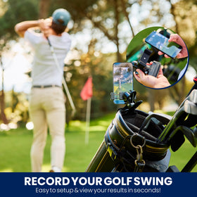 The SwingScout phone mount enables quick setup with no extra gear.