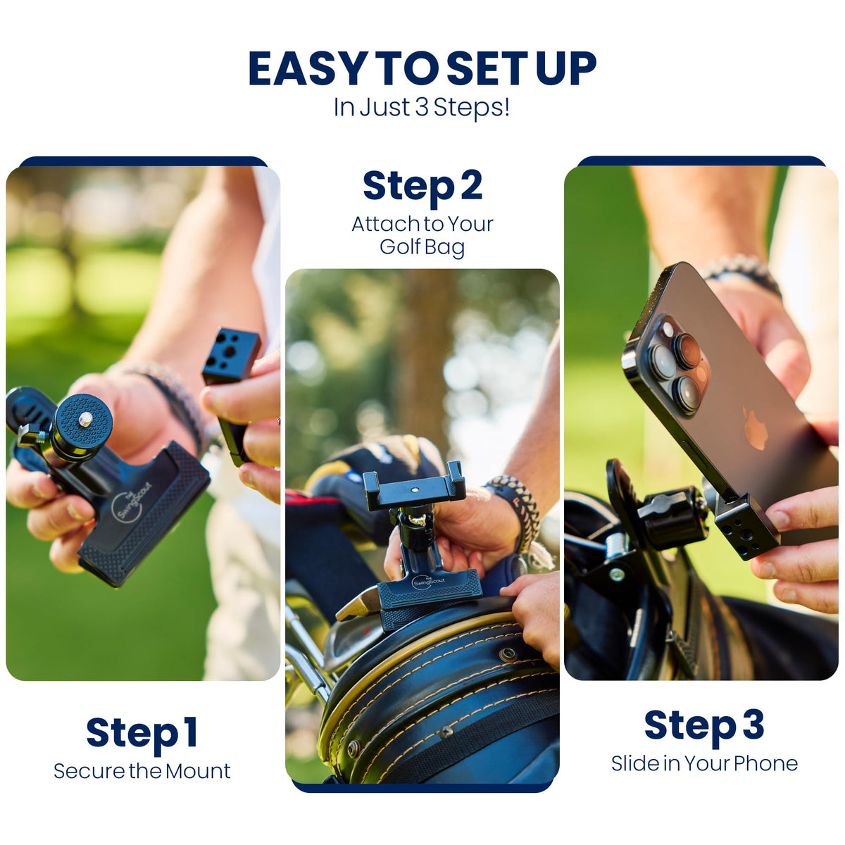 The SwingScout supports both portrait and landscape views for dynamic shots.