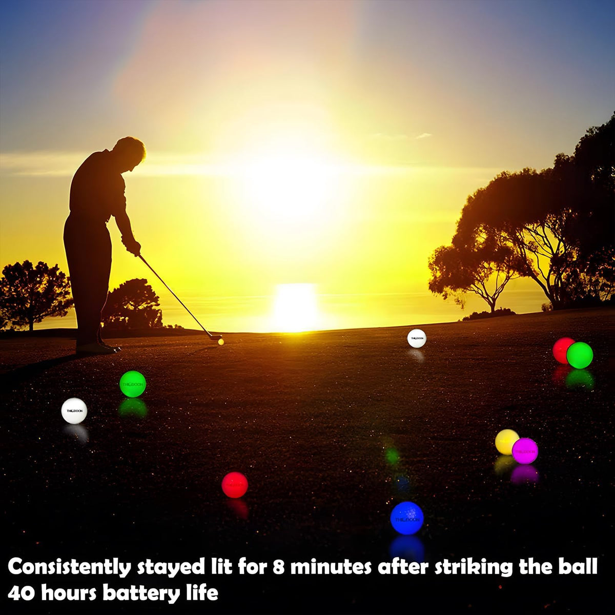 THIODOON glow golf ball green night visibility for easy night practice