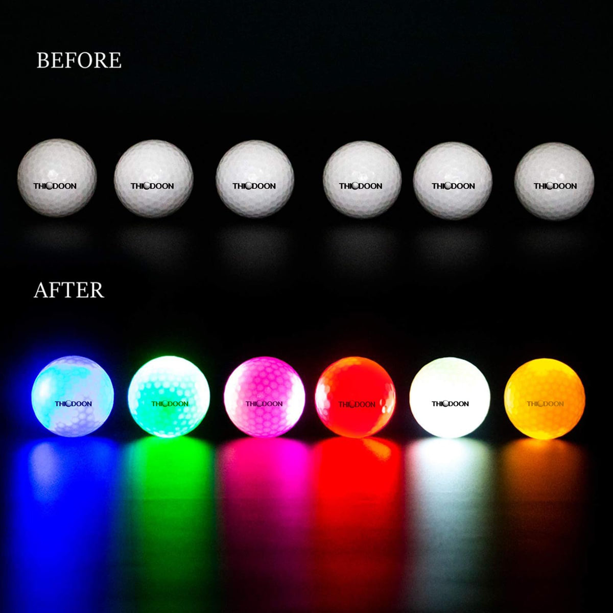 THIODOON glow golf ball night practice no charger needed