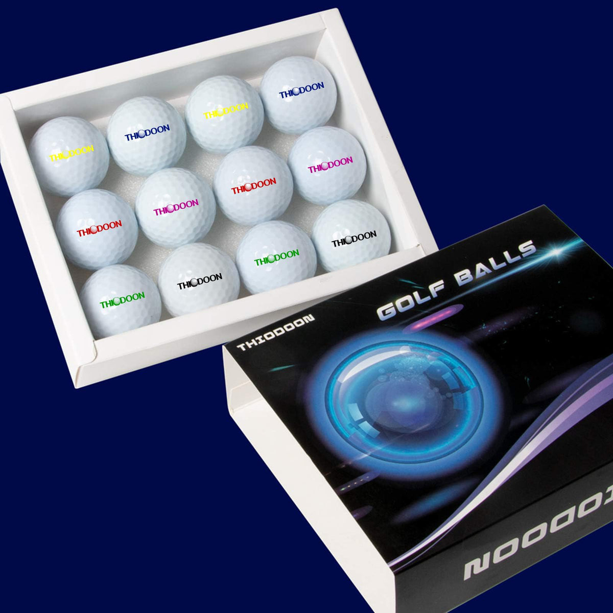 THIODOON glow golf ball 3-pack packaging shows value