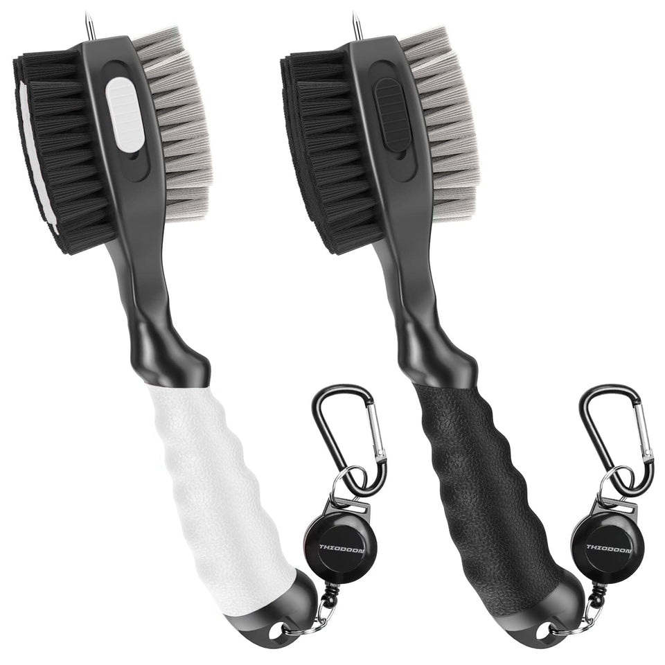 THIODOON golf brush with oversized head cleans clubs quickly and safely.