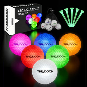 THIODOON LED glow golf balls illuminate for night rounds.