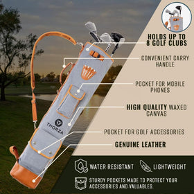 Thorza Sunday Golf Bag holds up to 8 clubs for versatile play