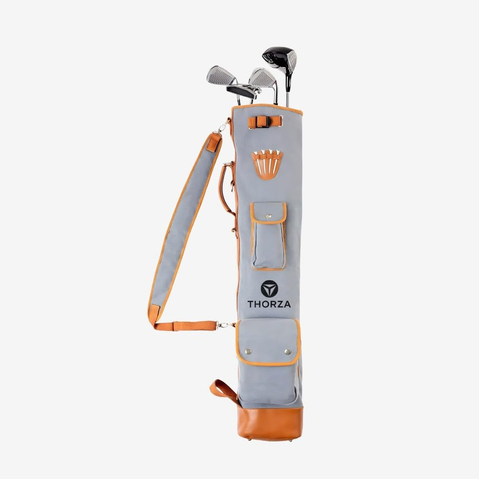 Thorza Sunday Golf Bag in classic canvas leather for timeless on-course style