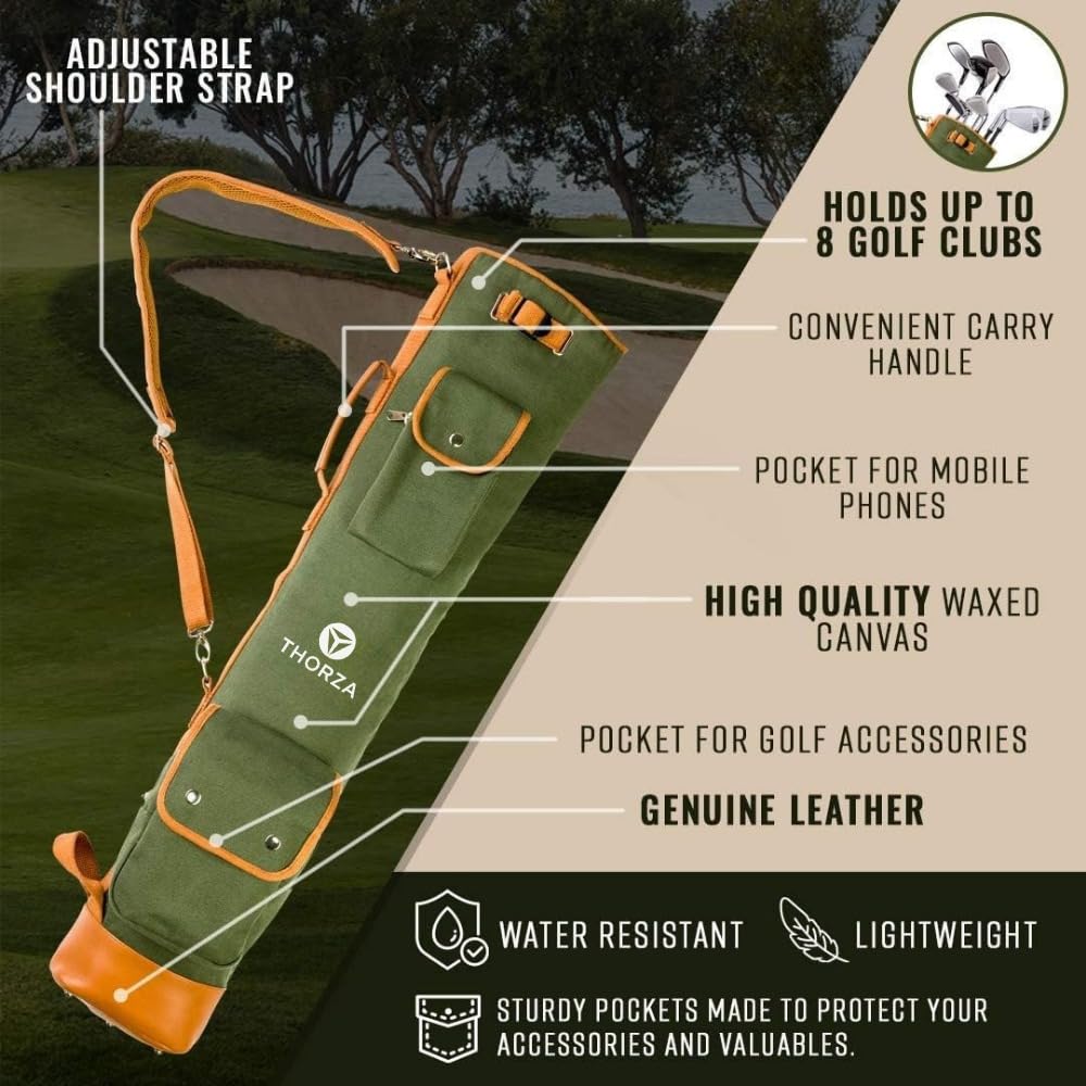 Thorza Sunday Golf Bag in green color adds a vintage look on the course