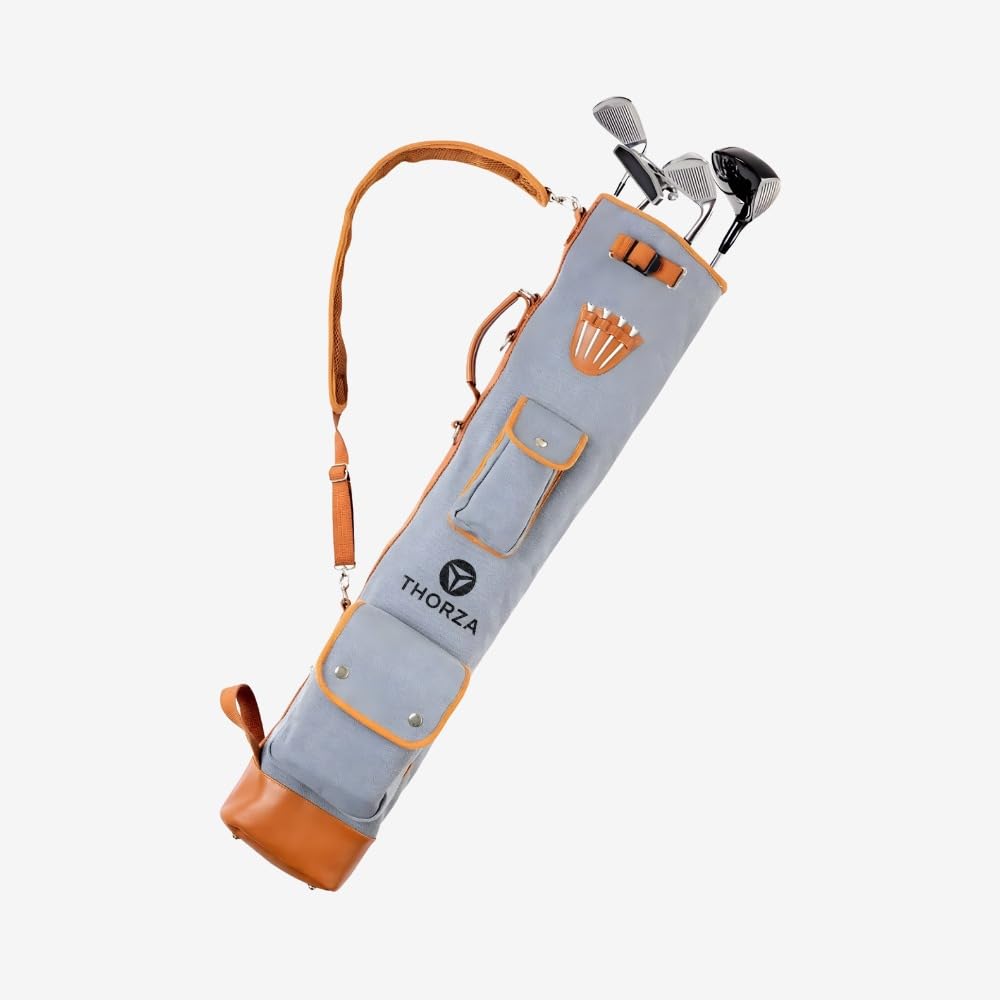 Thorza Sunday Golf Bag with multiple zippered pockets keeps gear organized