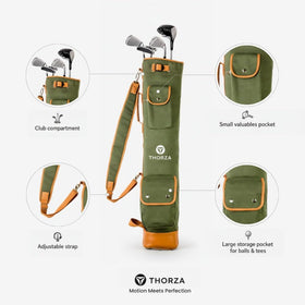 Thorza Sunday Golf Bag pocket organization highlights quick access to tees, balls, and gloves