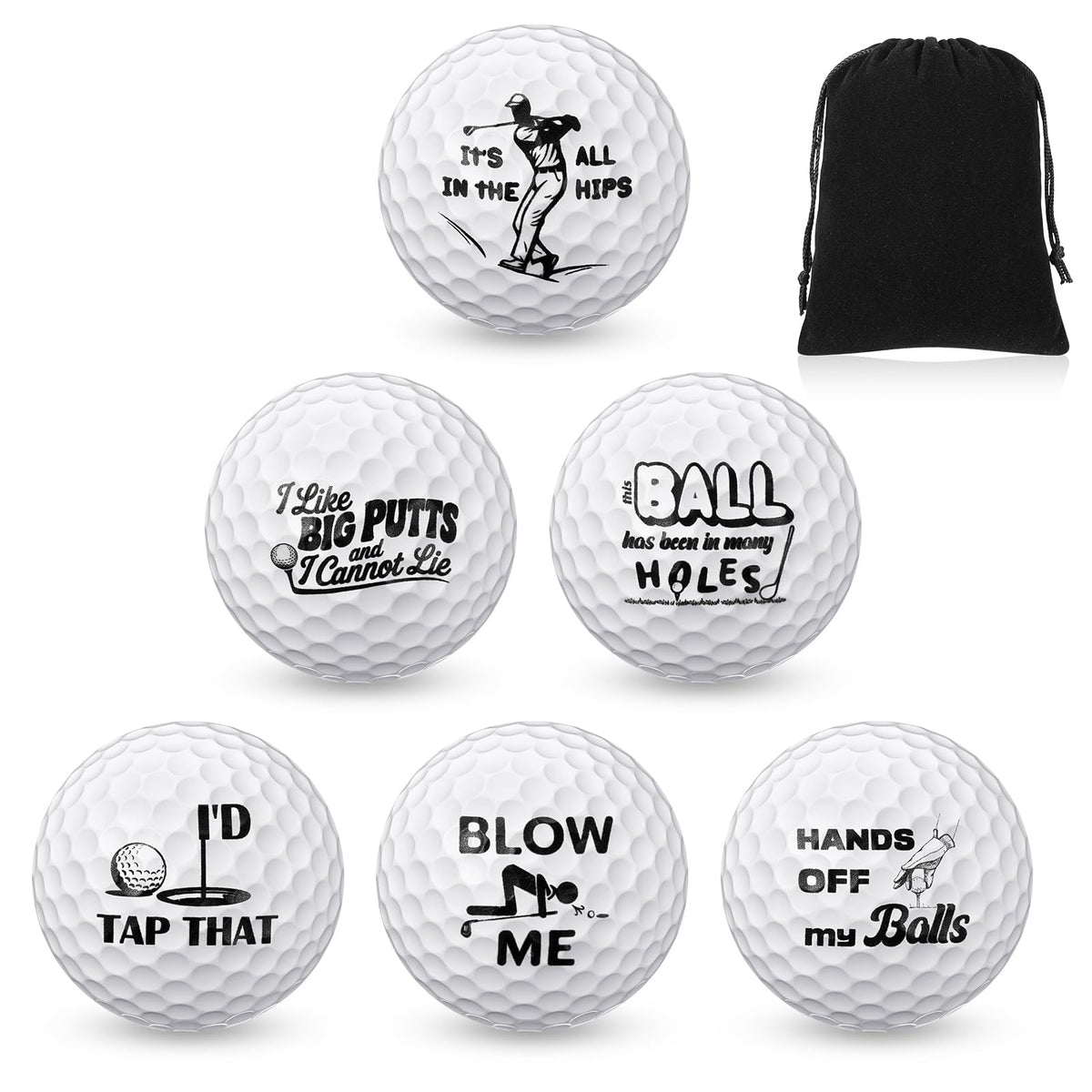 Threan golf ball gift set with funny designs, ideal for golf lovers and gift exchanges.