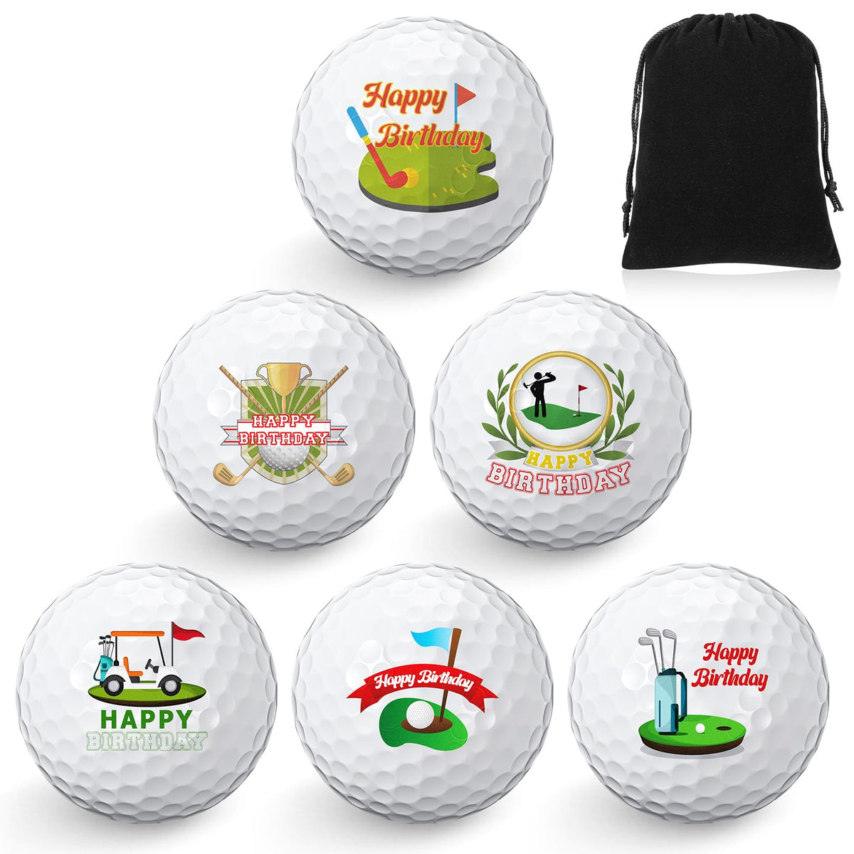 Threan golf ball gift set birthday collection with six engraved balls for gifting and display