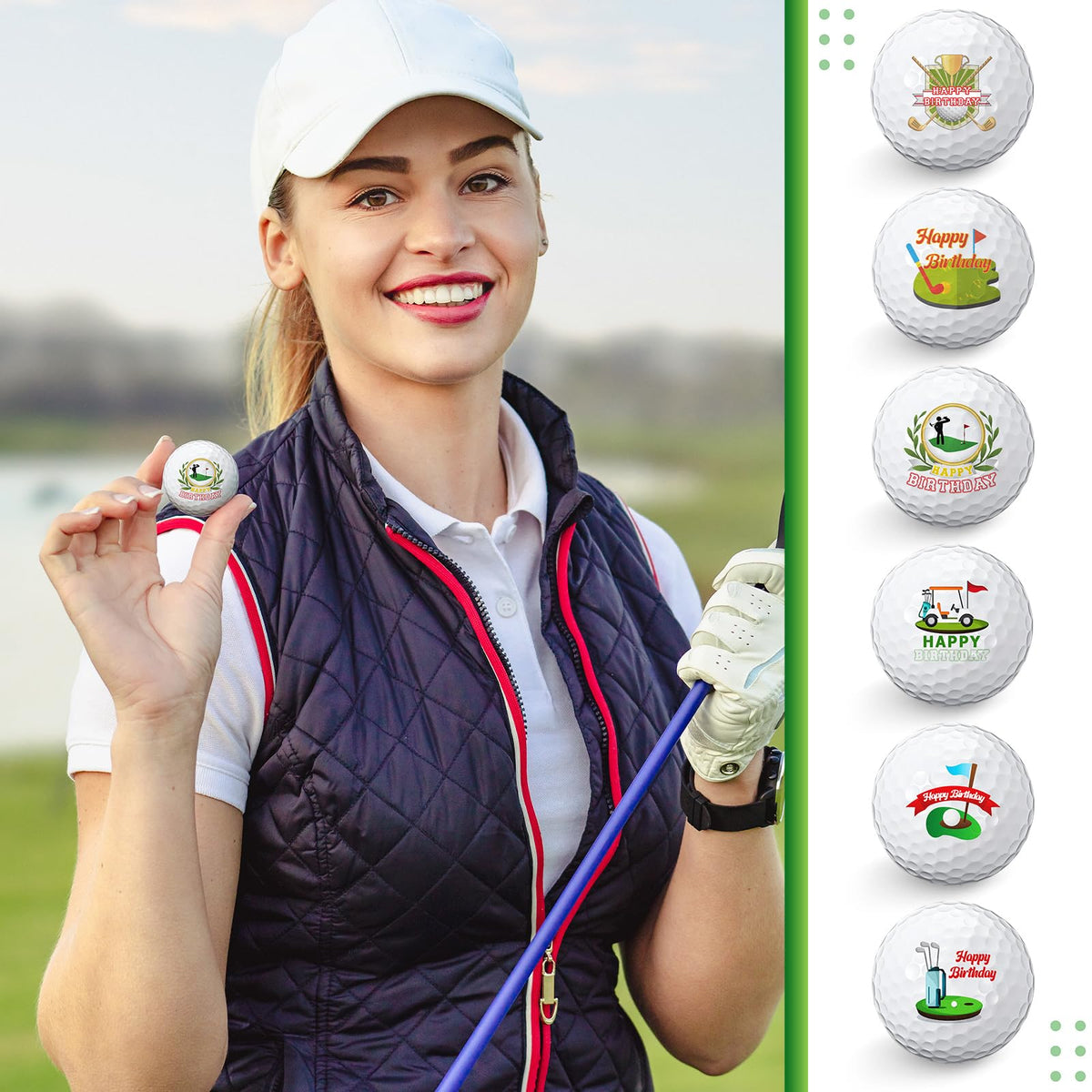 Threan white and green balls for on course use or desk decor
