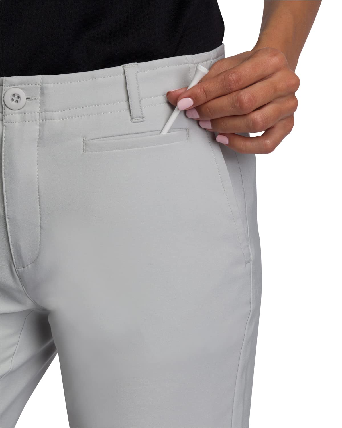 Three Sixty Six women's quick dry golf pants back-pocket feature for secure storage during rounds
