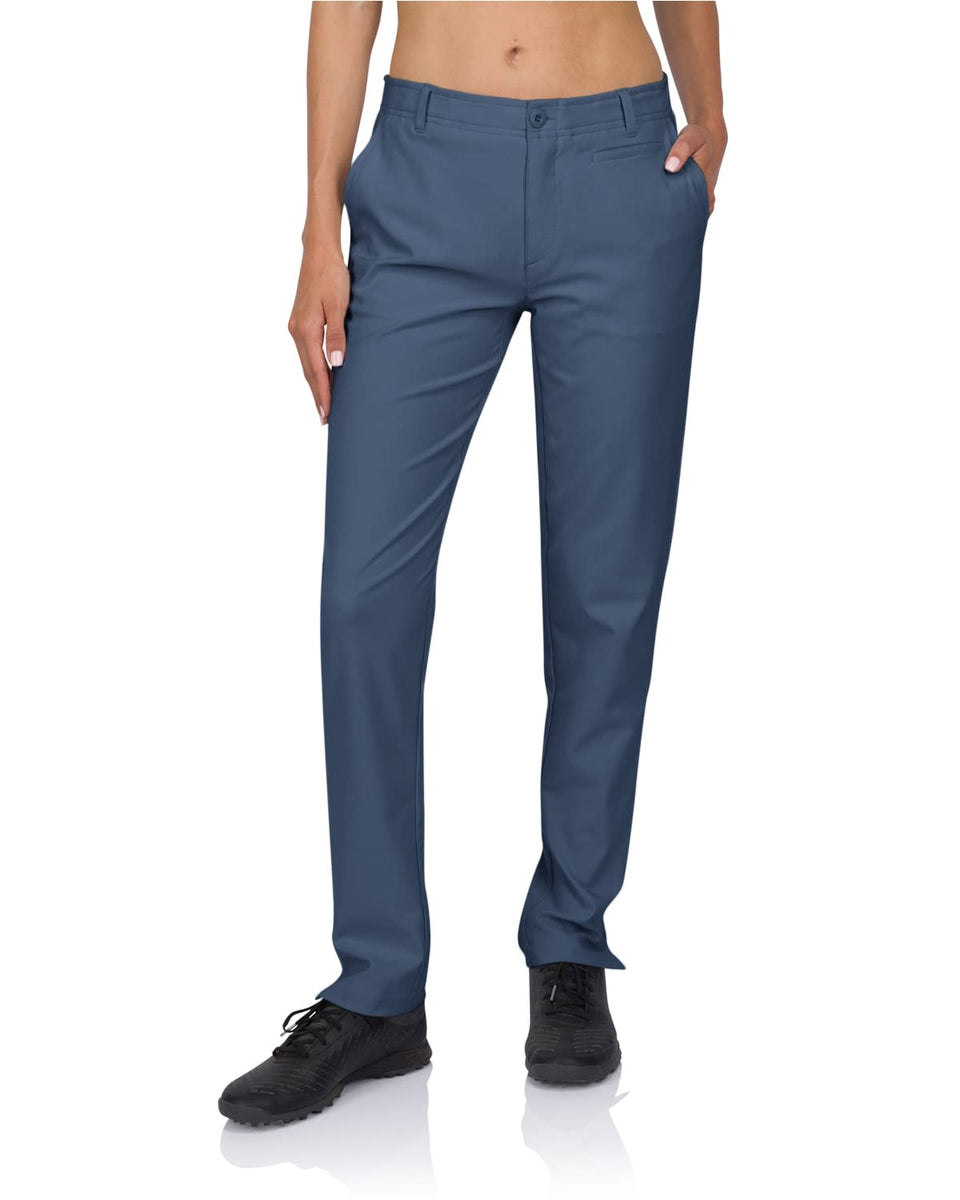 Three Sixty Six women's quick dry golf pants front view highlight sleek fit and 4-way stretch
