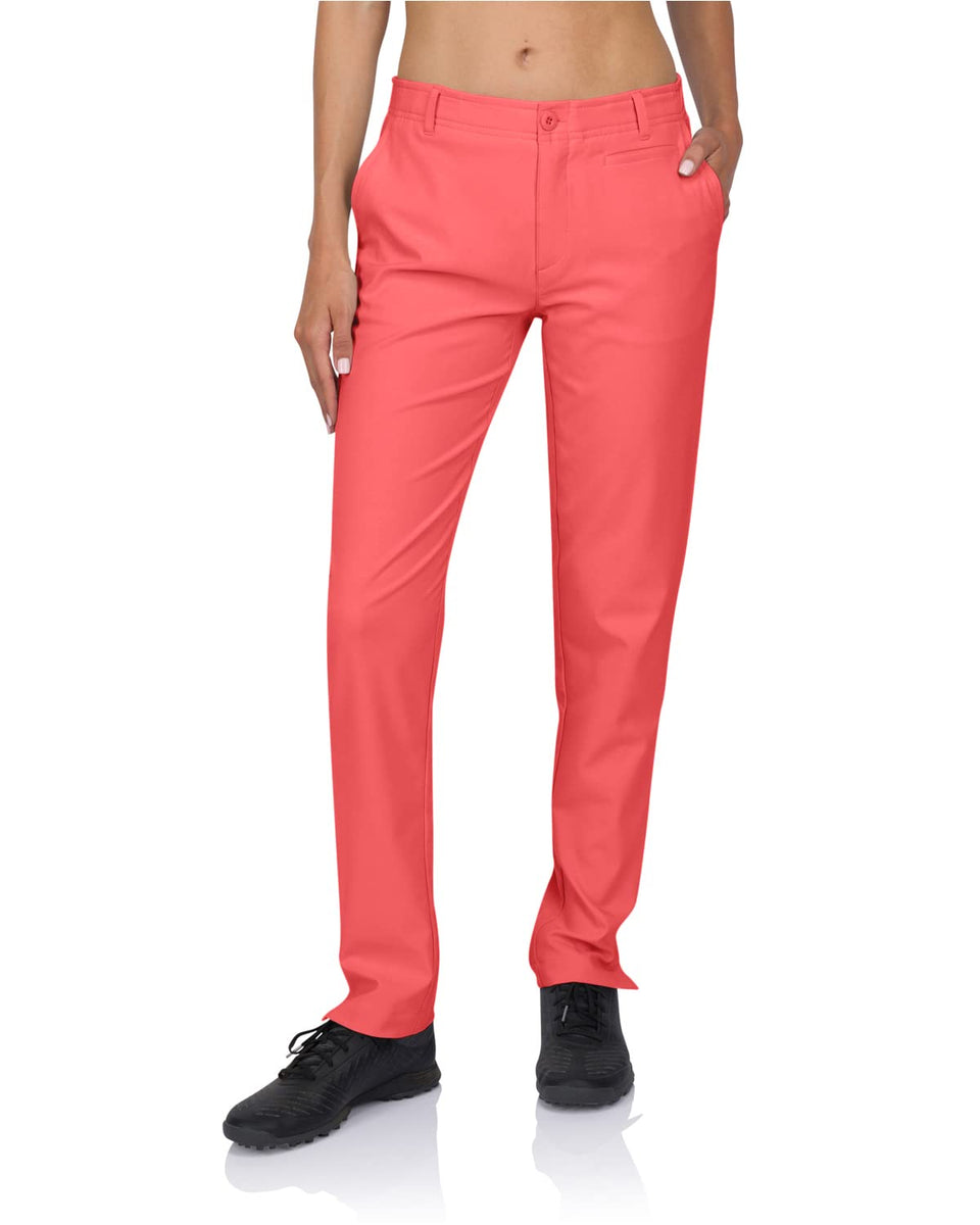 Three Sixty Six women’s quick dry golf pants with side split hem for secure shoe fit.