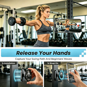 THVCASRPG squat rack mount secures magnets on metal frames for stable hands-free use.