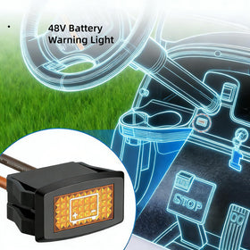 TIGYMSD 48V warning light close-up display emphasizes bright readability in sun.