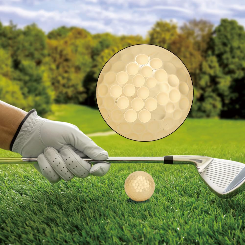 Tiiyee gold plating golf ball in hand demonstrates durable practice accessory.