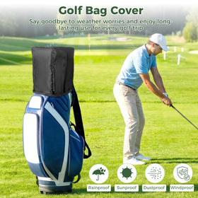 TIMCORR golf bag cover adjustable buckle keeps coverage secure in wind.