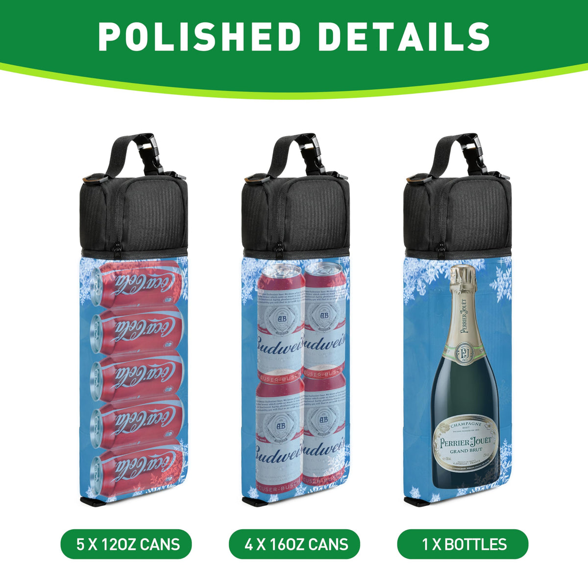 Tirrinia cooler bag holding four 330ml cans for on-course refreshment