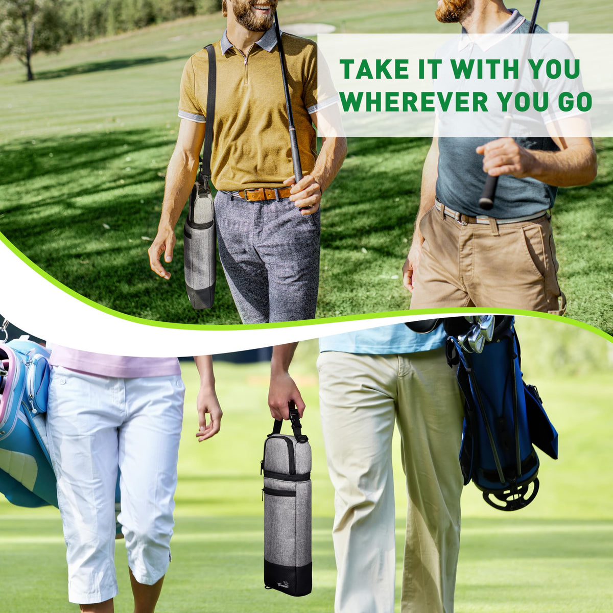Tirrinia cooler bag fits discreetly on a push cart without bulk