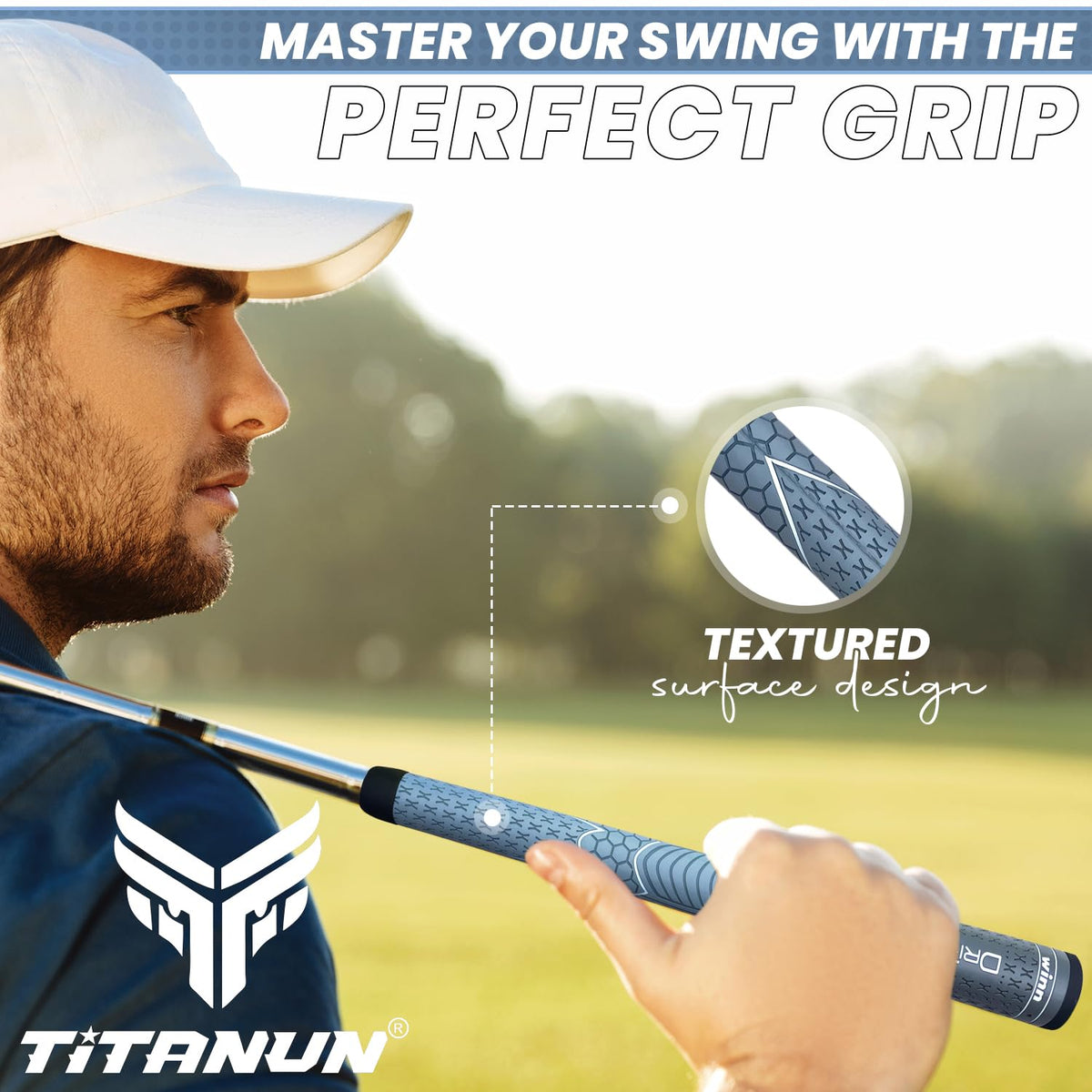 Titanun WINN Dri-Tac Oversize dark grey finish on grip