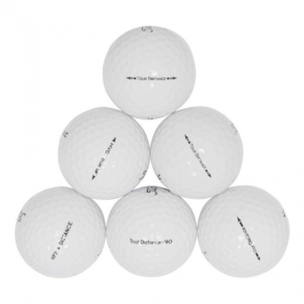 Titleist LostGolfBalls mix pack of 48 white balls in front view showing packaging on display