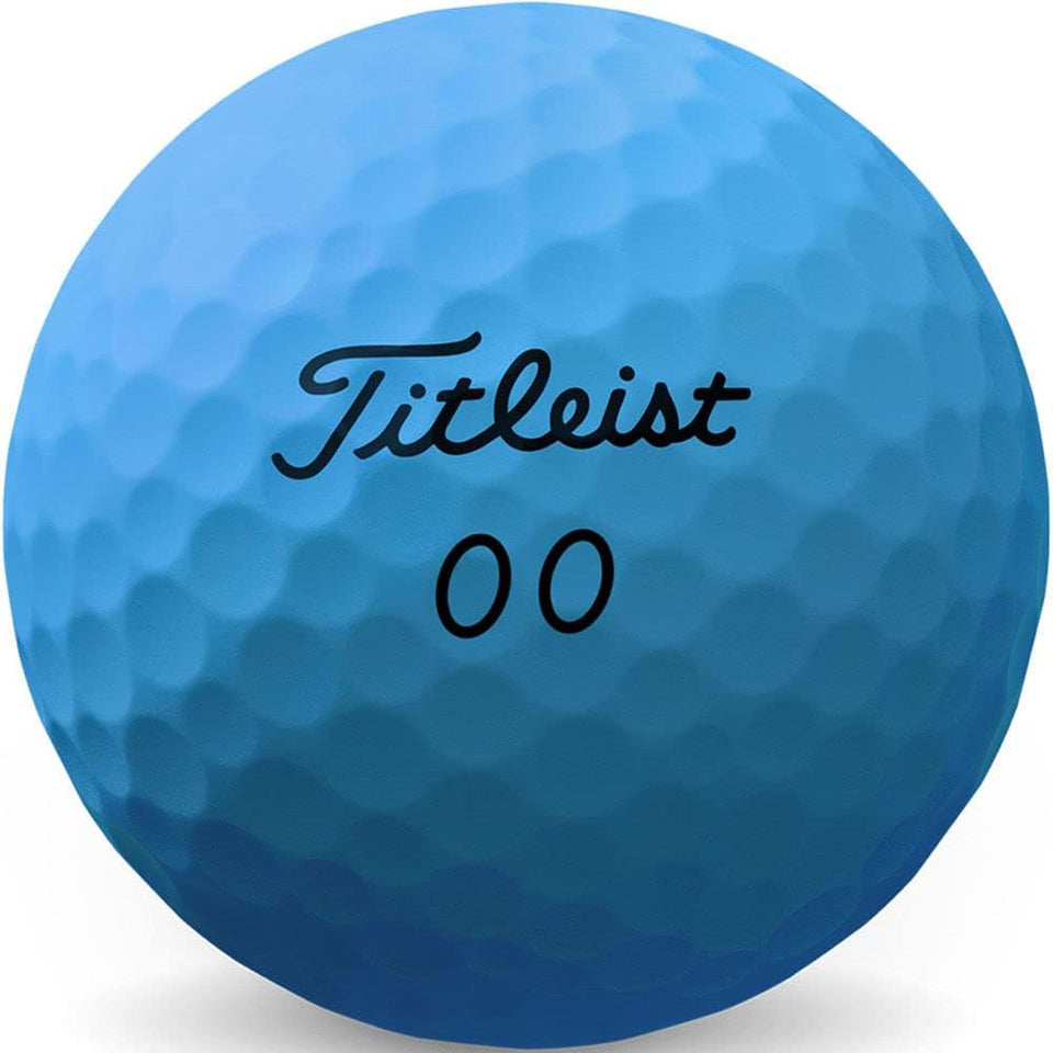 Titleist matte blue Velocity ball front view in pristine condition for clean performance.