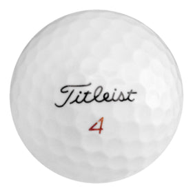 Close-up of Titleist NXT recycled golf balls, highlighting quality and greenside control potential.