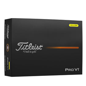 Titleist Pro V1 Yellow balls pack shot for premium distance and consistency.
