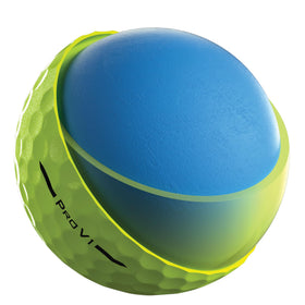 Titleist Pro V1 Yellow greenside spin on soft urethane cover.