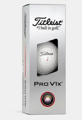 Titleist Pro V1x 2025 ball close-up showing speed and wedge spin potential.