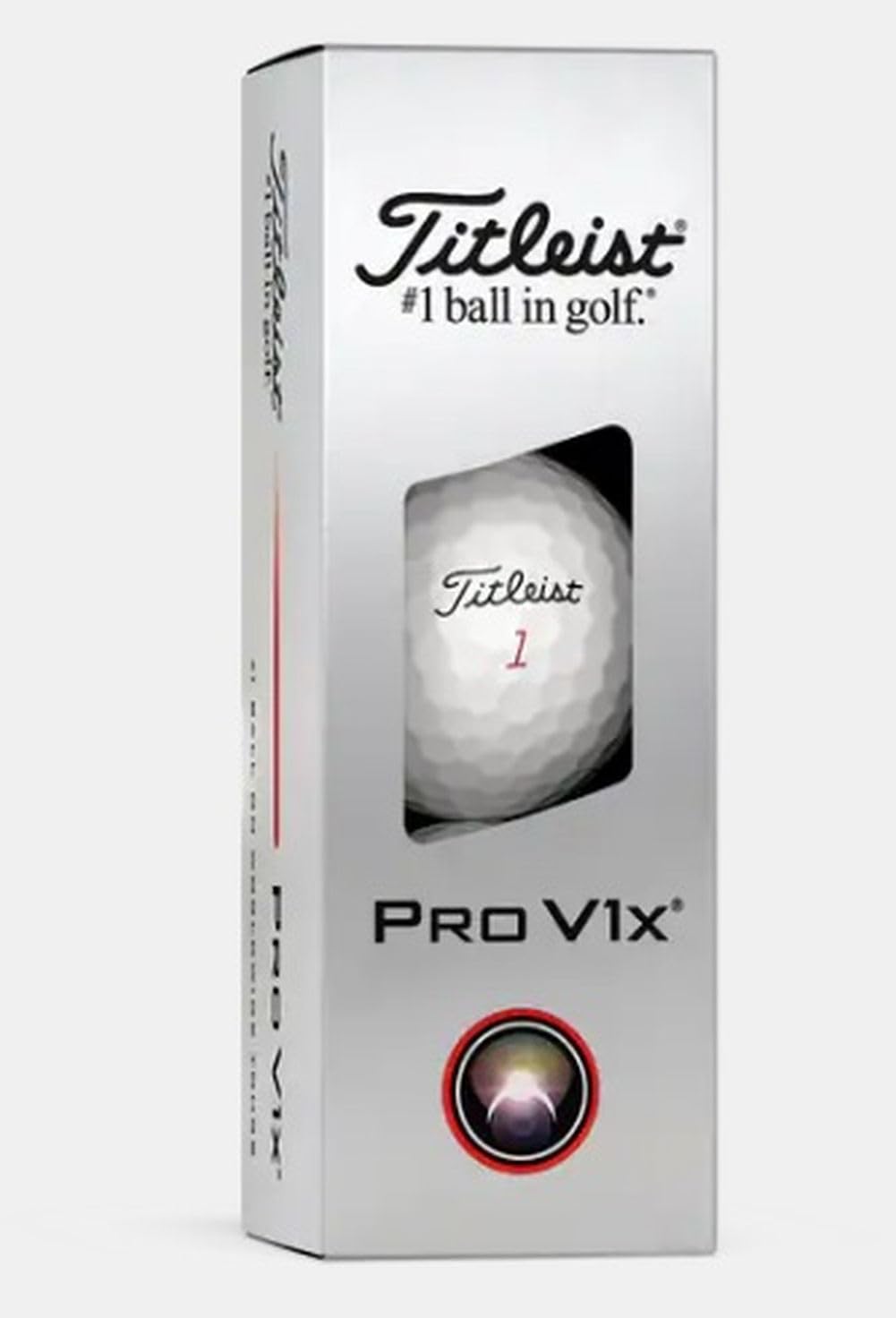 Titleist Pro V1x 2025 front-view ball for visibility and distance awareness.