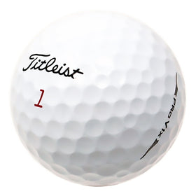Titleist Pro V1x ball closeup showing premium construction for consistent distance.