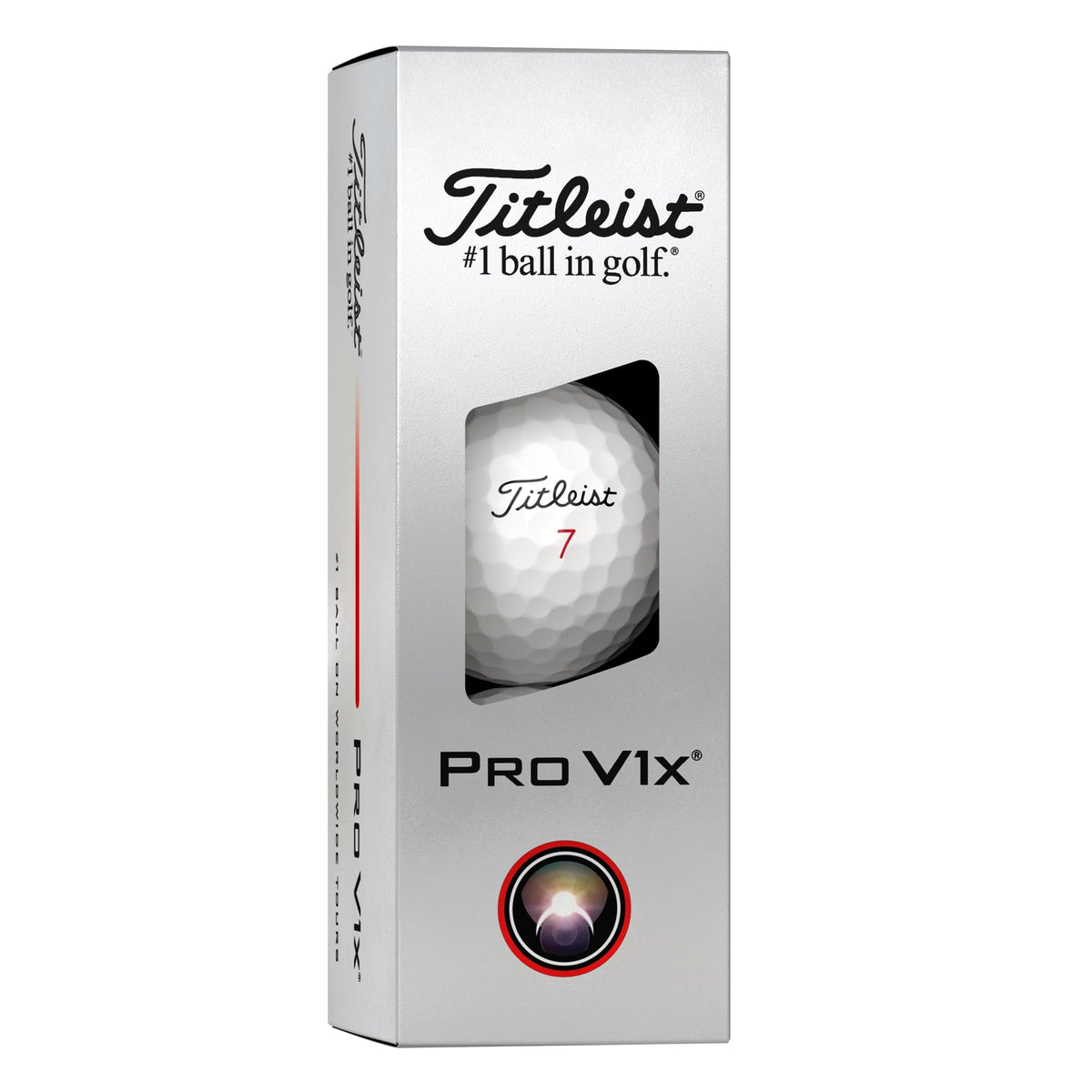 Titleist Pro V1x High #s dual-core close-up emphasizes speed for longer, consistent distance.
