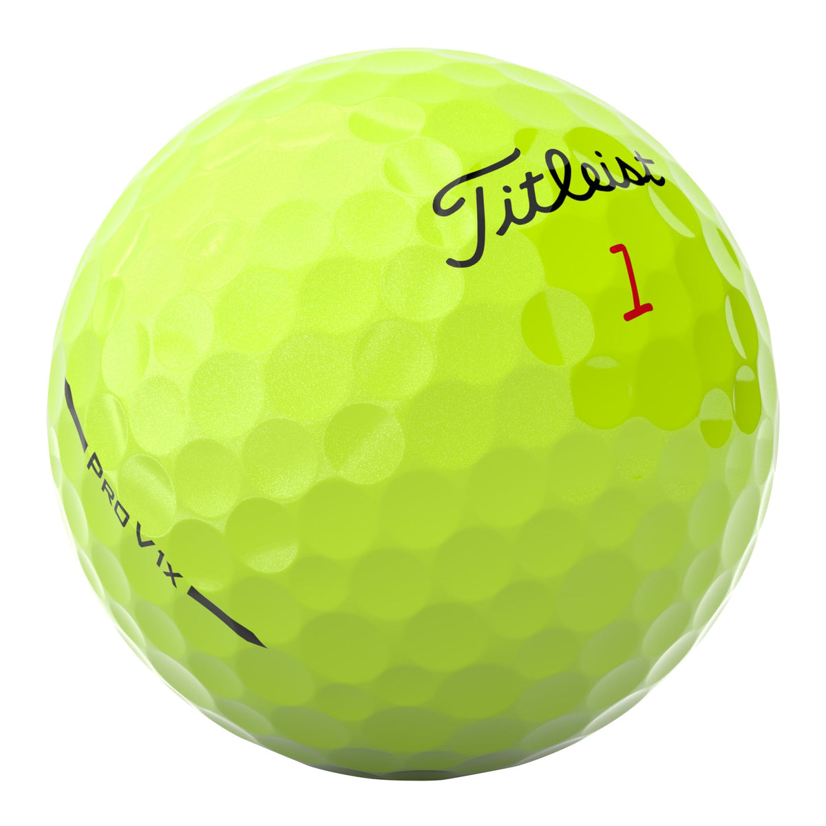 Titleist Pro V1x Yellow ball dimple pattern emphasizing aerodynamic design for stable flight