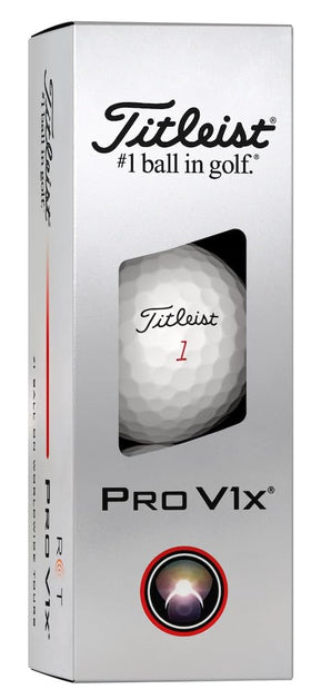 Close-up of Titleist Pro V1x white golf balls highlighting clean finish.