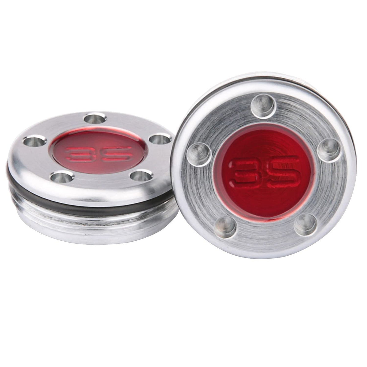 Titleist Scotty Cameron Newport 35g weight with red finish and moisture seal.