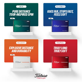Titleist Tour Soft aerodynamic dimple design view reveals optimized flight and distance.