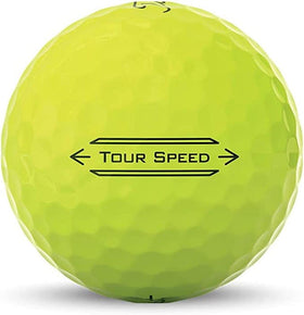 Titleist Tour Speed yellow golf ball on green demonstrating penetrating flight and precision