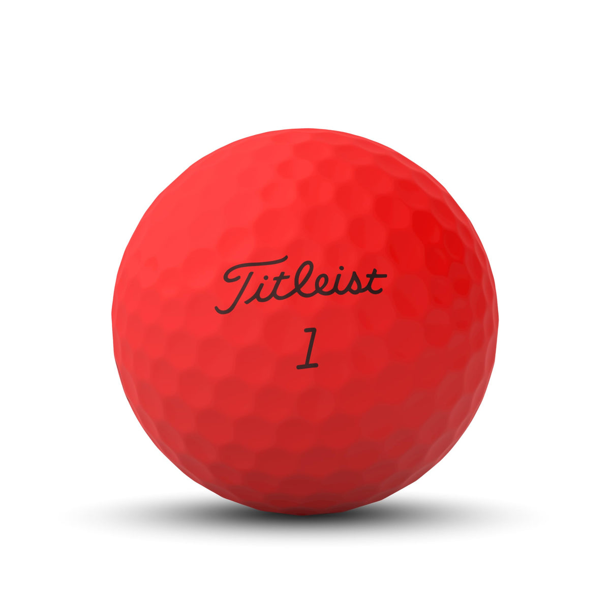 Titleist TruFeel matte red closeup reveals a softer core for distance.