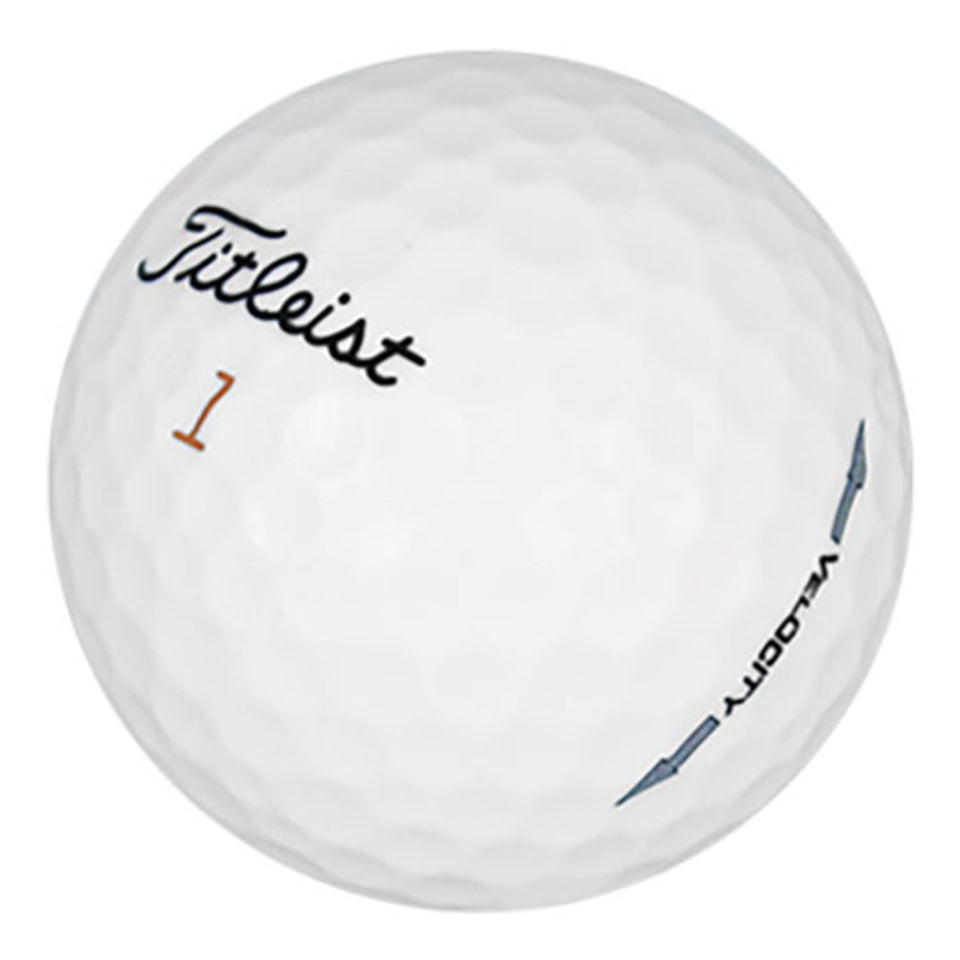 Titleist Velocity golf balls in near mint condition deliver fast speed on full swings.