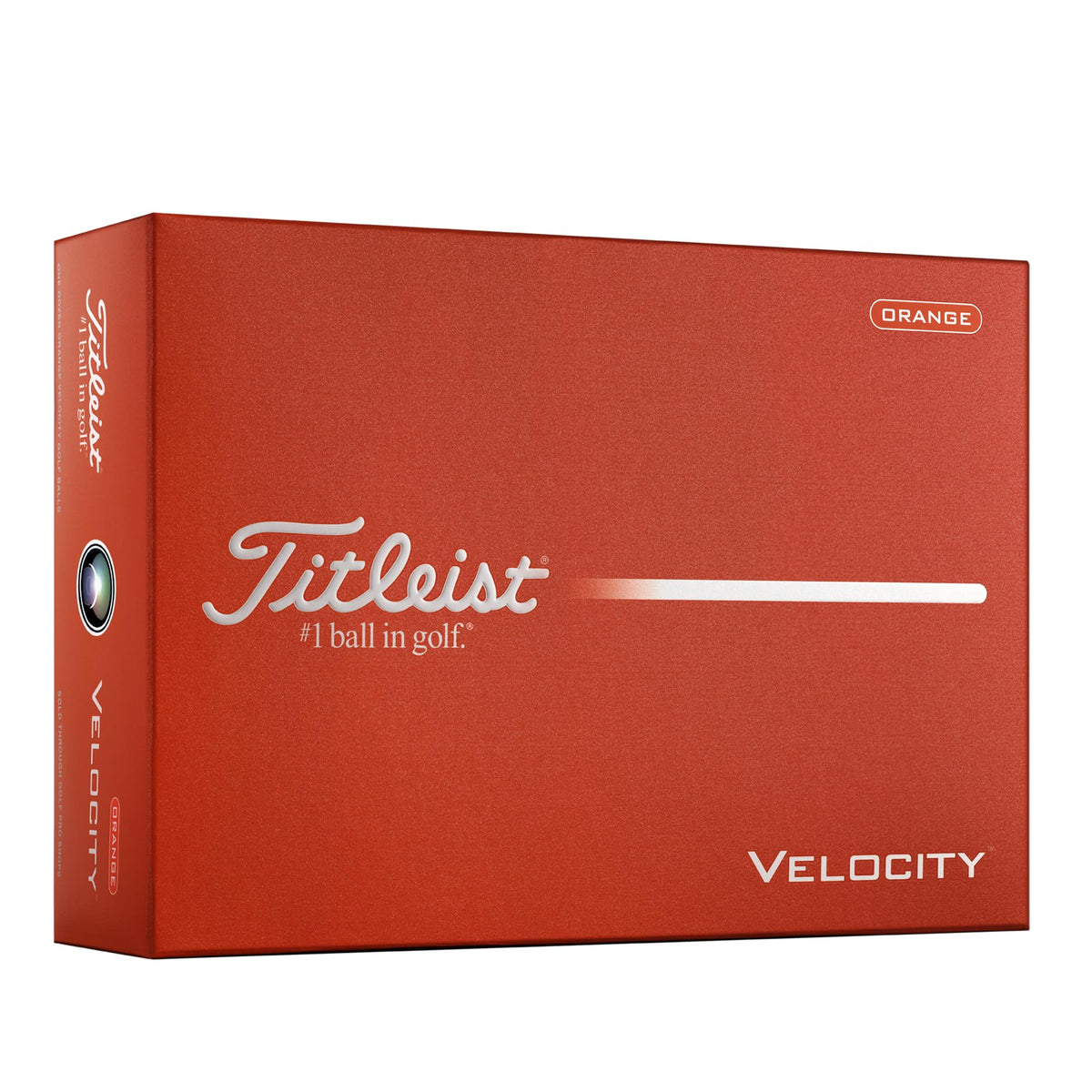 Titleist Velocity Orange ball in flight boosts visibility and distance.