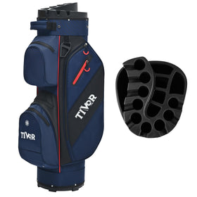TIVOR 2026 T-Lock cart bag front view with 15-way dividers in blue