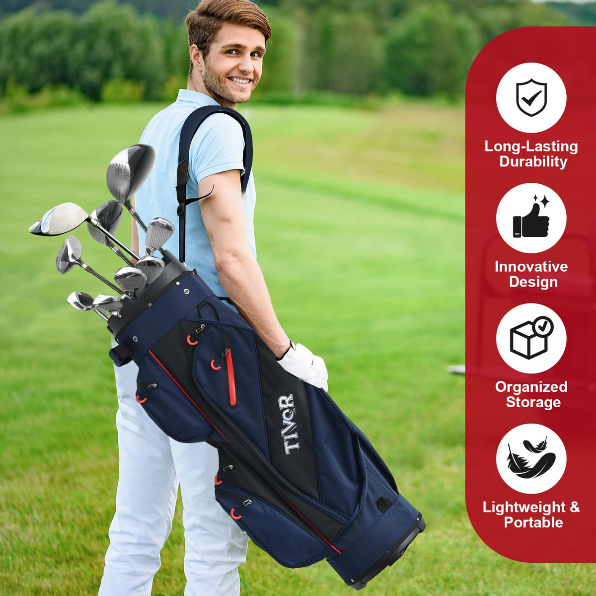 TIVOR lightweight 8 lb cart bag for easy carry