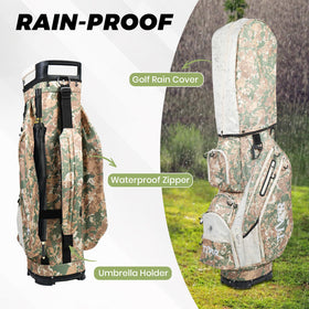 TIVOR camouflage cart strap pass-through secures bag without blocking pockets